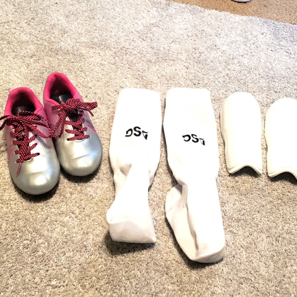 Dick's Sporting Goods Kids Soccer Cleats and Shin Guards Pink